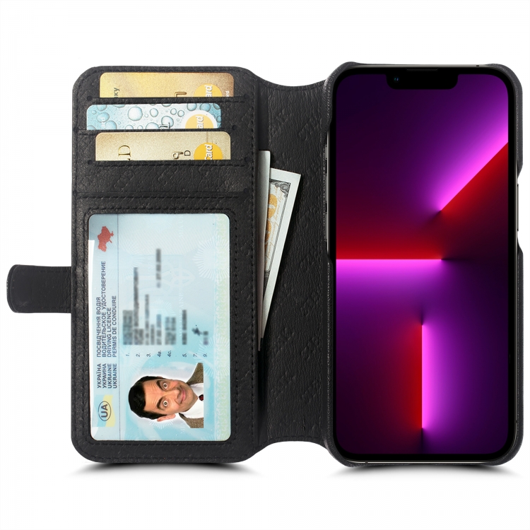 Чехол книжка Stenk Premium Wallet для Apple iPhone 13 Pro Max Чёрный фото